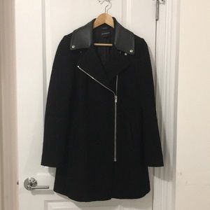 Club Monaco black wool jacket with leather collar